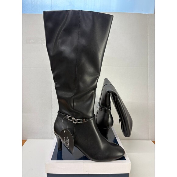 KAREN SCOTT Women's Black Goring Comfort Hanna Round Toe Stiletto Zip Boots 9M - Picture 1 of 9